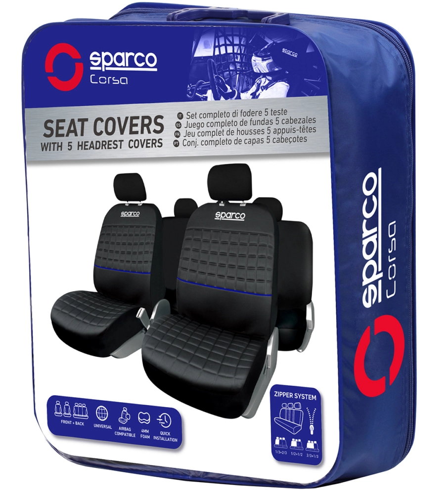 SET UNIVERSALE SPC1042 COPRISEDILI AUTO COMPLETO NERO/BLU